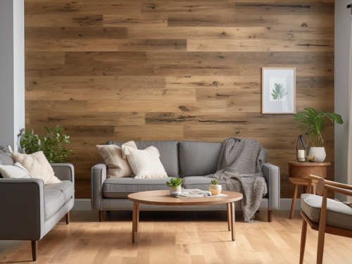 wood flooring on wall idea for a living room