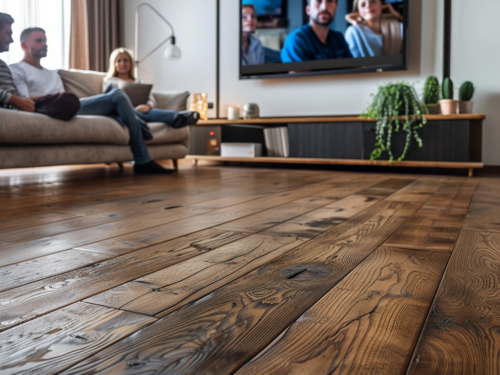 Durable wood floors in a nice living room