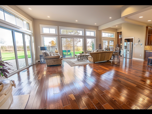 Hardwood flooring in an open floor plan