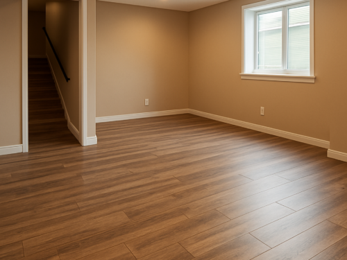 nice flooring in the basement of a house